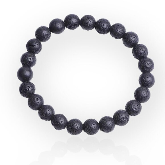 Lava Bead Bracelet, Black Volcanic Rock, Essential Oil Diffuser, Stretch - Picture 14 of 16